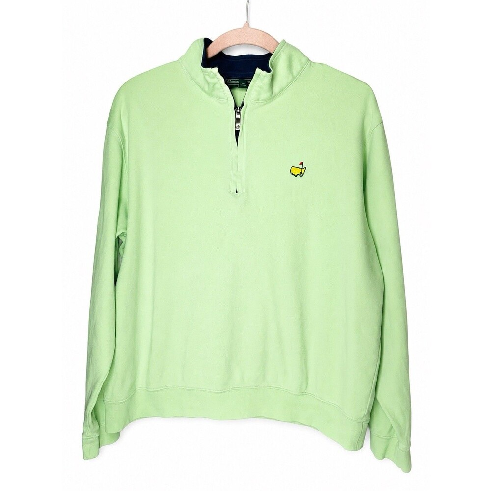 Masters Collection Men's Medium M 1/4 Zip Pullover Green 100% Pima Cotton Flaw